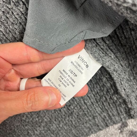 Vince Honeycomb Yak Wool Chunky Knit Waterfall Sweater Cardigan Gray XS - Picture 3 of 13